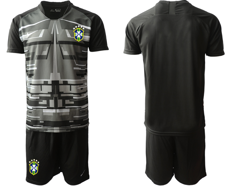 Men 2020-2021 Season National team Brazil goalkeeper black Soccer Jersey